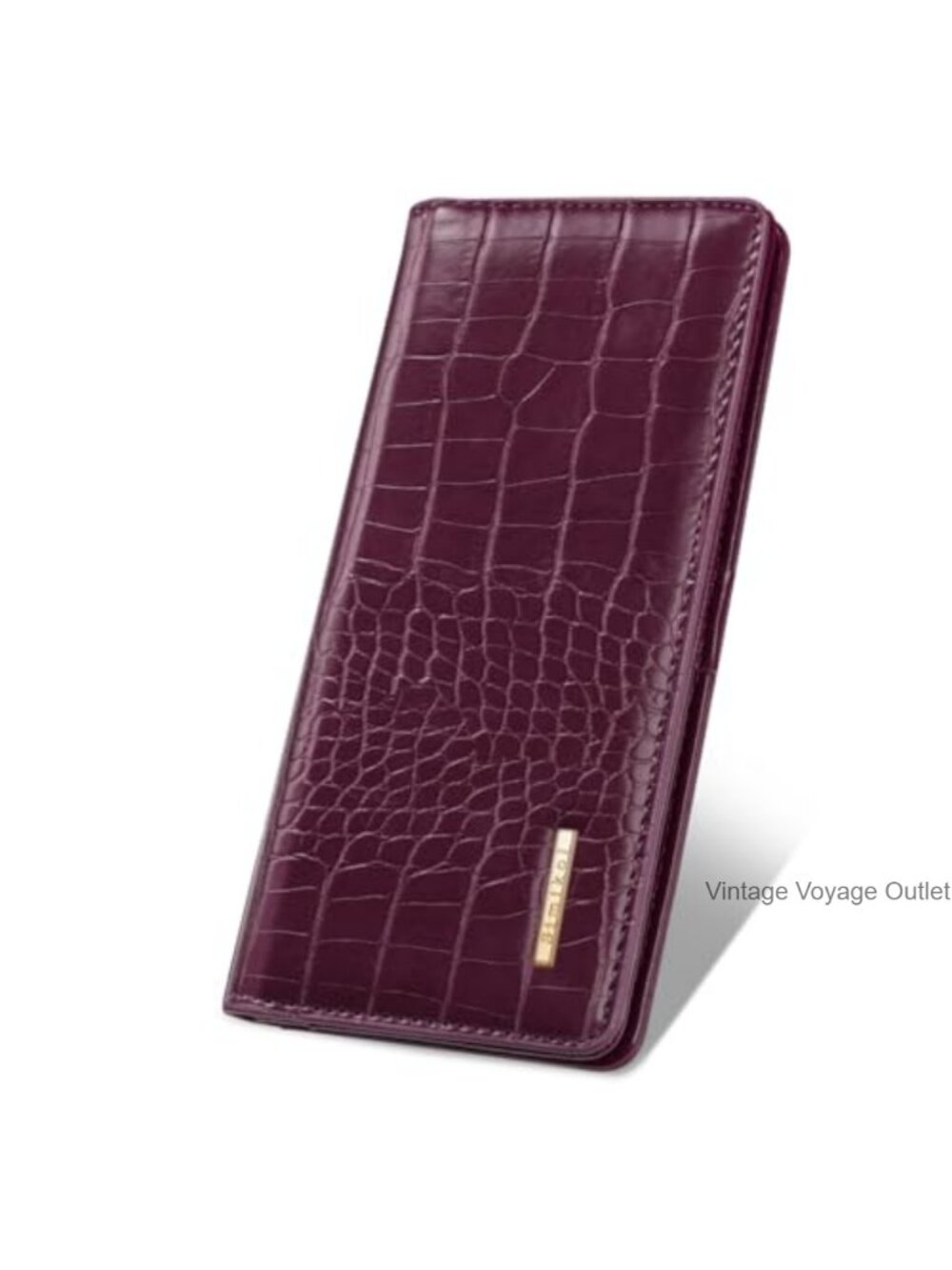 RFID Bifold Faux Crocodile Leather Wallet Slim Thin Long Card Holder